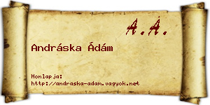 Andráska Ádám névjegykártya